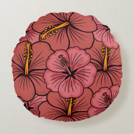 Niedliches Hibiskus Rundes Kissen