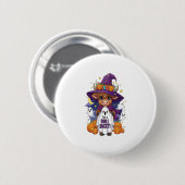 Niedliches Highland Cow Halloween Button (Vorne & Hinten)