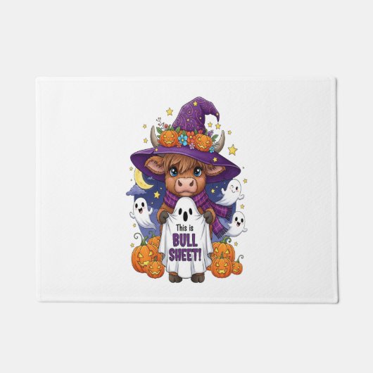 Niedliches Highland Cow Halloween Fußmatte (Vorderseite)