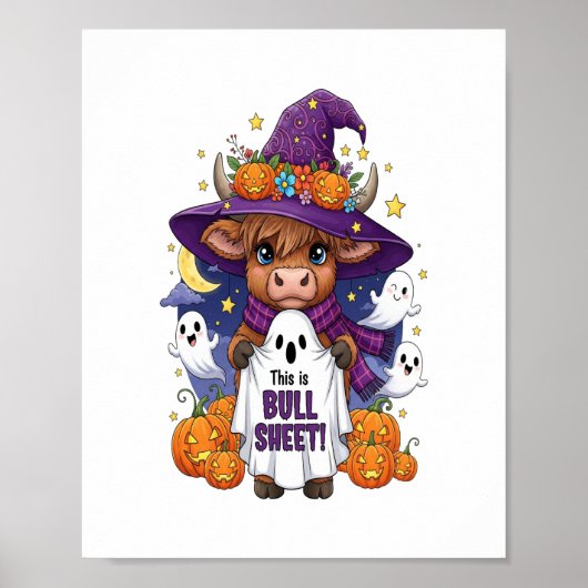 Niedliches Highland Cow Halloween Poster (Vorne)