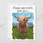 Niedliches Highland Cow-Party Einladung (Vorderseite)