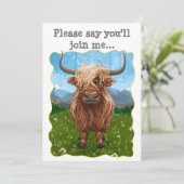 Niedliches Highland Cow-Party Einladung (Stehend Vorderseite)