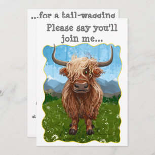 Niedliches Highland Cow-Party Einladung