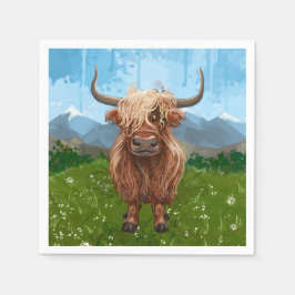 Niedliches Highland Cow-Party Serviette