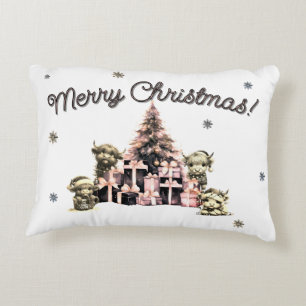 Niedliches Highland Cow Pink Dekokissen