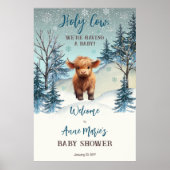 Niedliches Highland Heilige Kuh Winter Baby Duschz Poster (Vorne)