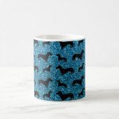 Niedliches Himmelblau-Dackel-Glittermuster Kaffeetasse (Mittel)
