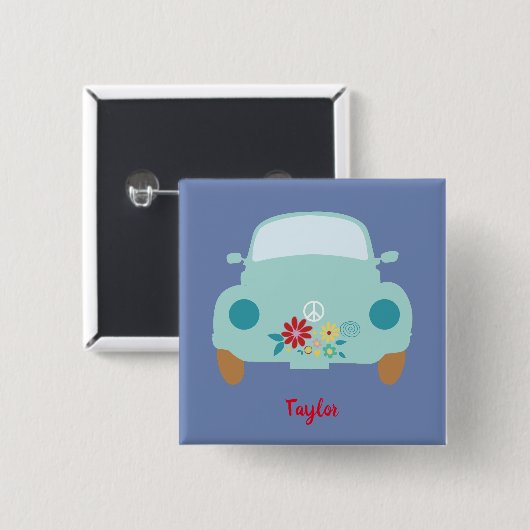 Niedliches Hippie-Auto Button (Vorne & Hinten)