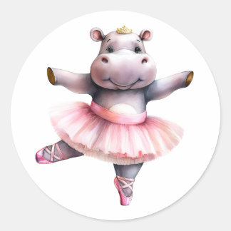 Niedliches Hippie Ballerina Tanzballett Runder Aufkleber
