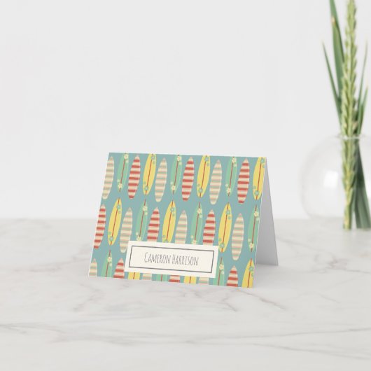 Niedliches Hippie Hawaii Surfboard Muster Blau (Vorderseite)