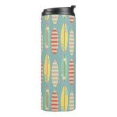 Niedliches Hippie Hawaii Surfboard Muster Blau Thermosbecher (Nach links gedreht)