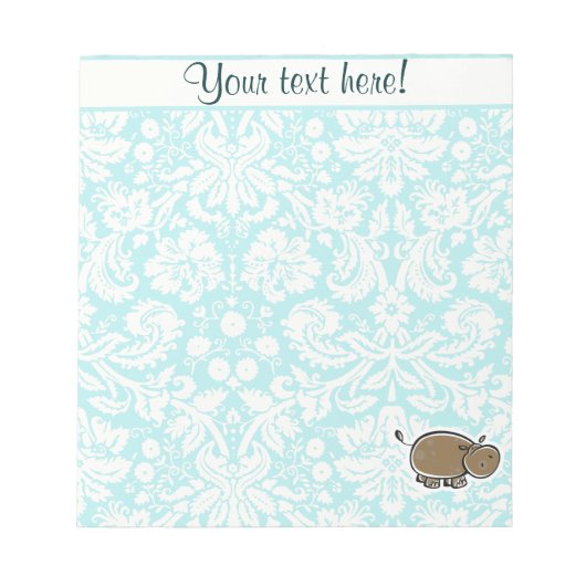 Niedliches Hippo; Aquamarin Notizblock (Vorderseite)