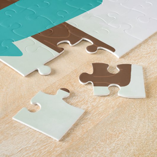 Niedliches Hippo Autofahren Grüne Autos Kinder Puzzle (Seite)