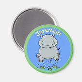 Niedliches Hippo-Baby-Springen Cartoon-Abbildung Magnet (Vorderseite/Rückseite)