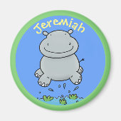Niedliches Hippo-Baby-Springen Cartoon-Abbildung Magnet (Vorne)