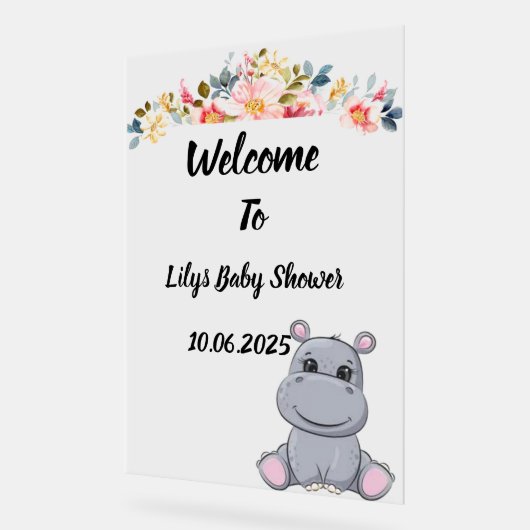 Niedliches Hippo-Babydusche Acrylzeichen Acrylschild (Winkel)