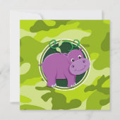 Niedliches Hippo; hellgrüne Camouflage, Tarnung Einladung (Vorderseite)