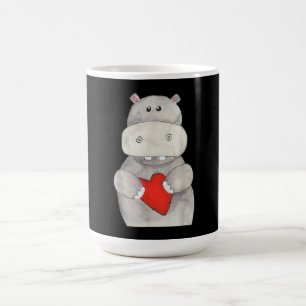 Niedliches Hippo Hippopotamus Holding Herz   Liebe Verwandlungstasse
