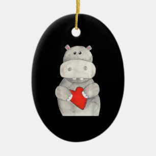 Niedliches Hippo-Hippopotamus-Holz  Liebe Hippo Keramik Ornament