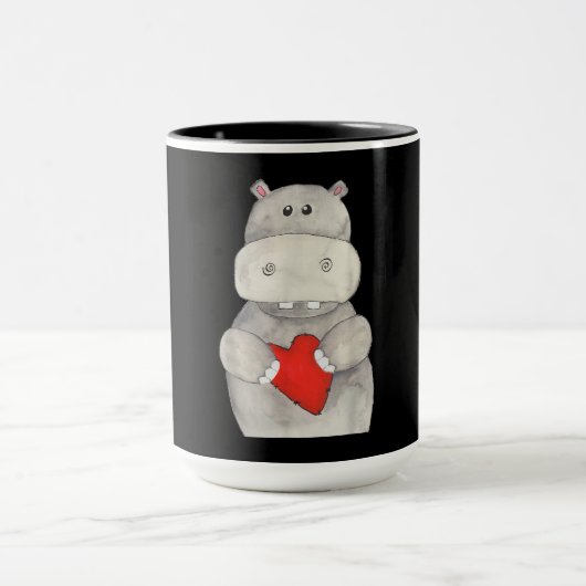 Niedliches Hippo-Hippopotamus-Holz| Liebe Hippo Tasse (Zentrum)