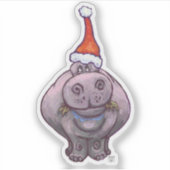 Niedliches Hippo in einer Weihnachtsmannmütze Aufkleber (Vorderseite)
