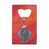 Niedliches Hippo in Weihnachtsmannmütze auf Rot Geldkarten Flaschenöffner (Rückseite)