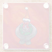 Niedliches Hippo in Weihnachtsmannmütze auf Rot Glasuntersetzer (Rückseite)