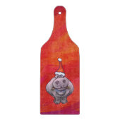 Niedliches Hippo in Weihnachtsmannmütze auf Rot Schneidebrett (Vorderseite)