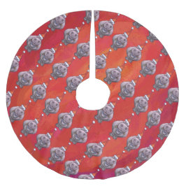 Niedliches Hippo in Weihnachtsmannmütze Muster auf Polyester Weihnachtsbaumdecke