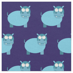 Niedliches Hippo Kid Baby Kinderzimmer Dark Blue H Stoff