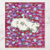 Niedliches Hippo-Line-zeichn Weinetikett (Einzelnes Label)