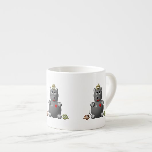 Niedliches Hippo mit Hamstern Espressotasse (Vorderseite Rechts)