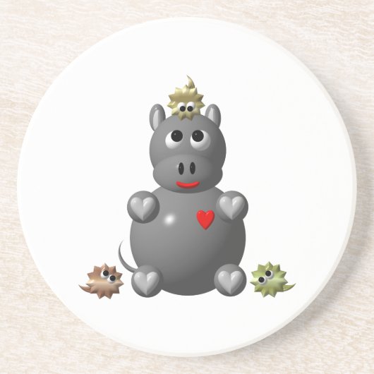 Niedliches Hippo mit Hamstern Getränkeuntersetzer (Vorne)