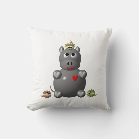 Niedliches Hippo mit Hamstern Kissen (Vorderseite)