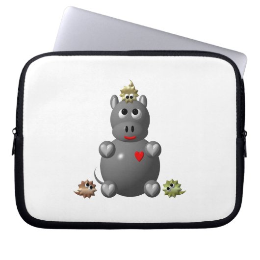 Niedliches Hippo mit Hamstern Laptopschutzhülle (Vorderseite)
