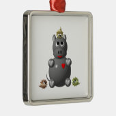 Niedliches Hippo mit Hamstern Silbernes Ornament (Rechts)