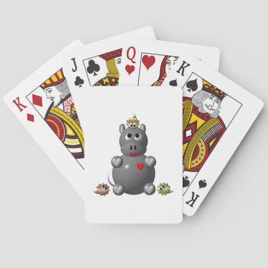 Niedliches Hippo mit Hamstern Spielkarten (Rückseite)