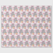 Niedliches Hippo mit Rattle and Ball Wrapping Pape Geschenkpapier (Flach)