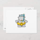 Niedliches Hippo mit Schwimmreifen und Schwimmbril Postkarte (Vorne/Hinten)