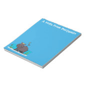 Niedliches Hippo mit Vogel Geburtstag Gruß Cartoon Notizblock (Rotiert)