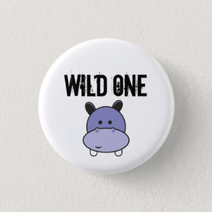 Niedliches Hippo Wild 1 Safari Geburtstagsparty Button