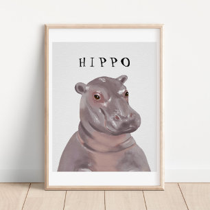 Niedliches Hippo-Zeichnend Kinderplakat Poster
