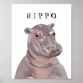 Niedliches Hippo-Zeichnend Kinderplakat Poster (Vorne)