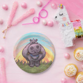 Niedliches Hippopotamus-Party Pappteller (Party)