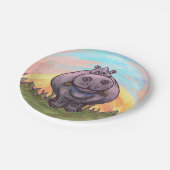 Niedliches Hippopotamus-Party Pappteller (Schrägansicht)