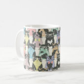 Niedliches Hipster-Katzen-Muster Kaffeetasse (Vorderseite Links)