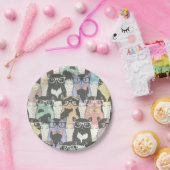 Niedliches Hipster-Katzen-Muster Pappteller (Party)