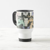 Niedliches Hipster-Katzen-Muster Reisebecher (Vorderseite Links)
