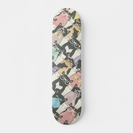 Niedliches Hipster-Katzen-Muster Skateboard (Vorne)