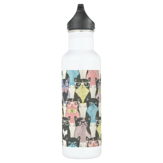 Niedliches Hipster-Katzen-Muster Trinkflasche (Rechts)